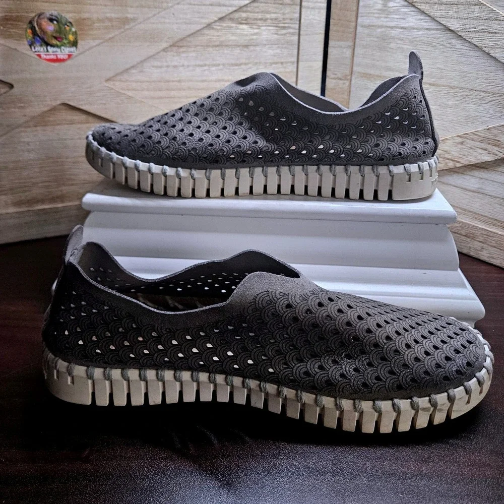 Ilse Jacobsen Gray Hornbaek Tulip Flats Wmn 38 Laser Cut Slip On Sneakers #607